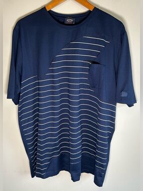 Paul & Shark Yachting Heritage Navy White Stripes T-shirt Mens XXL Shark Fin